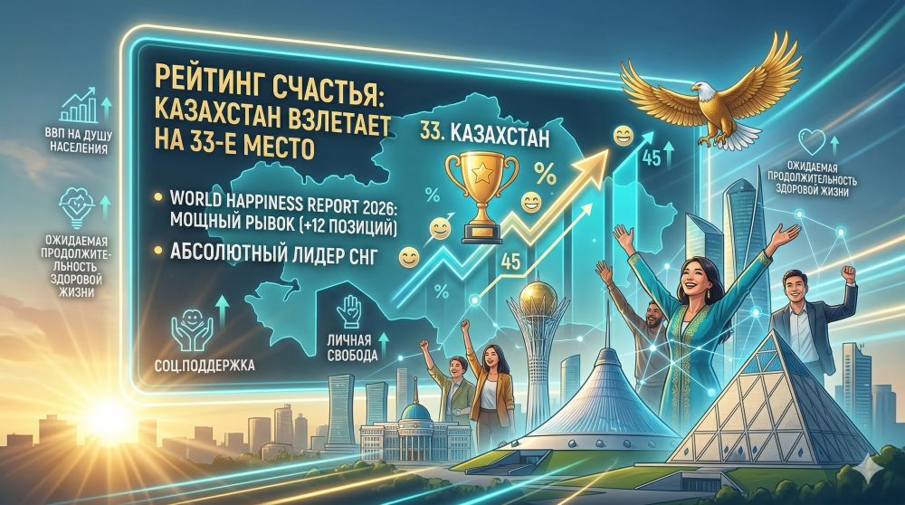 Казахстан взлетел на 33-е место в мировом рейтинге счастья, закрепив лидерство в СНГ